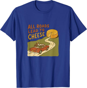 All Roads Lead to Cheese Funny Retro Vintage Car Foodie T-Shirt - T-Shirt | Royal