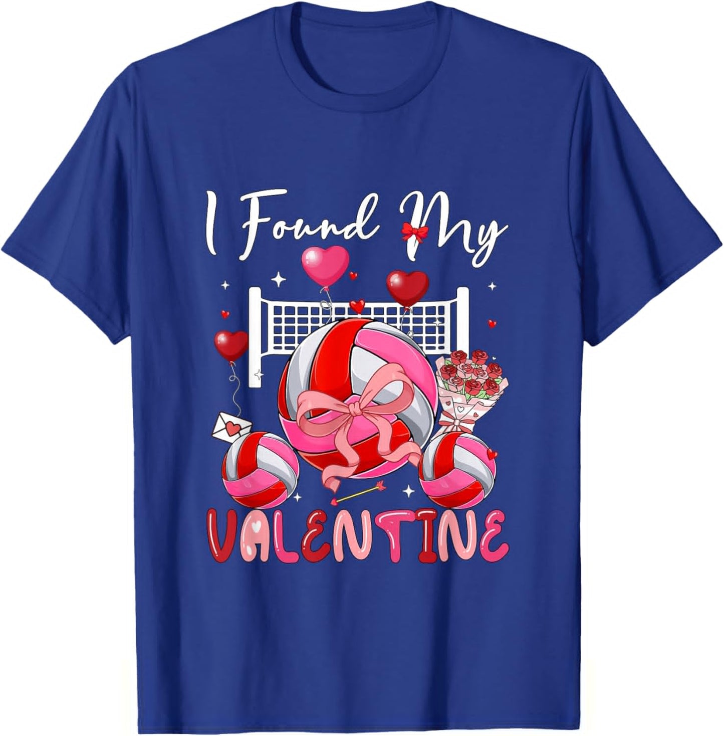 I Found My Valentine Volleyball Equipment Bow Tie Player T-Shirt - T-Shirt | Royal