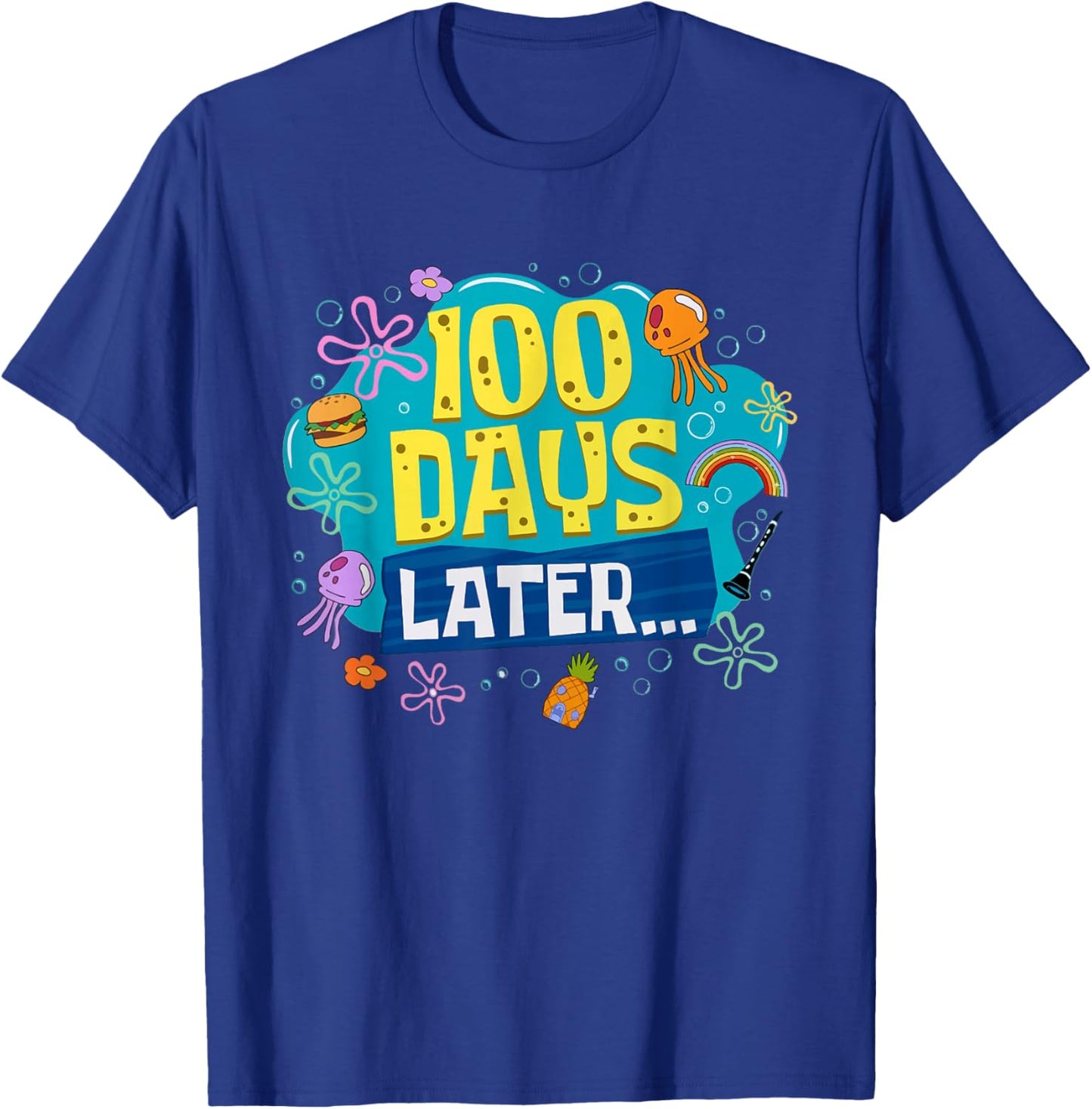Funny 100 Days Later Teacher Kids Happy 100th Day of School T-Shirt - T-Shirt | Royal