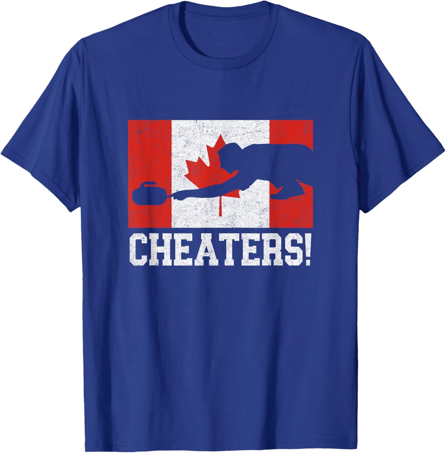 Canada Curling Cheater Canadian Flag T-Shirt - T-Shirt | Royal