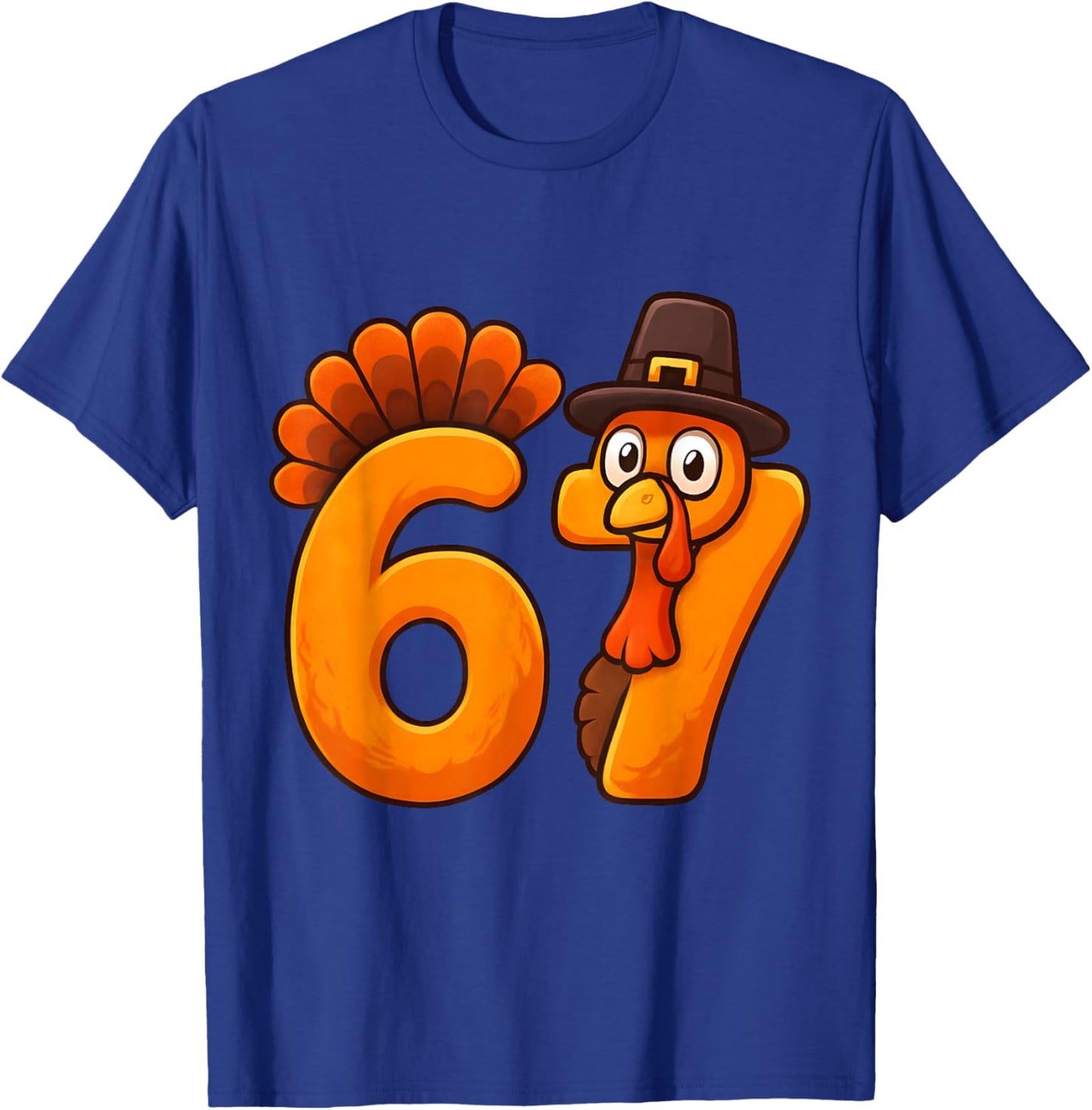 Funny Thanksgiving Turkey 67 Six Seven Meme Boys Girls Kids T-Shirt - T-Shirt | Royal