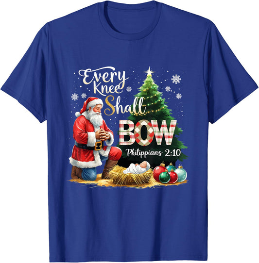 Every Knee Shall Bow Philippians 2:10 Christmas Design T-Shirt - T-Shirt | Royal