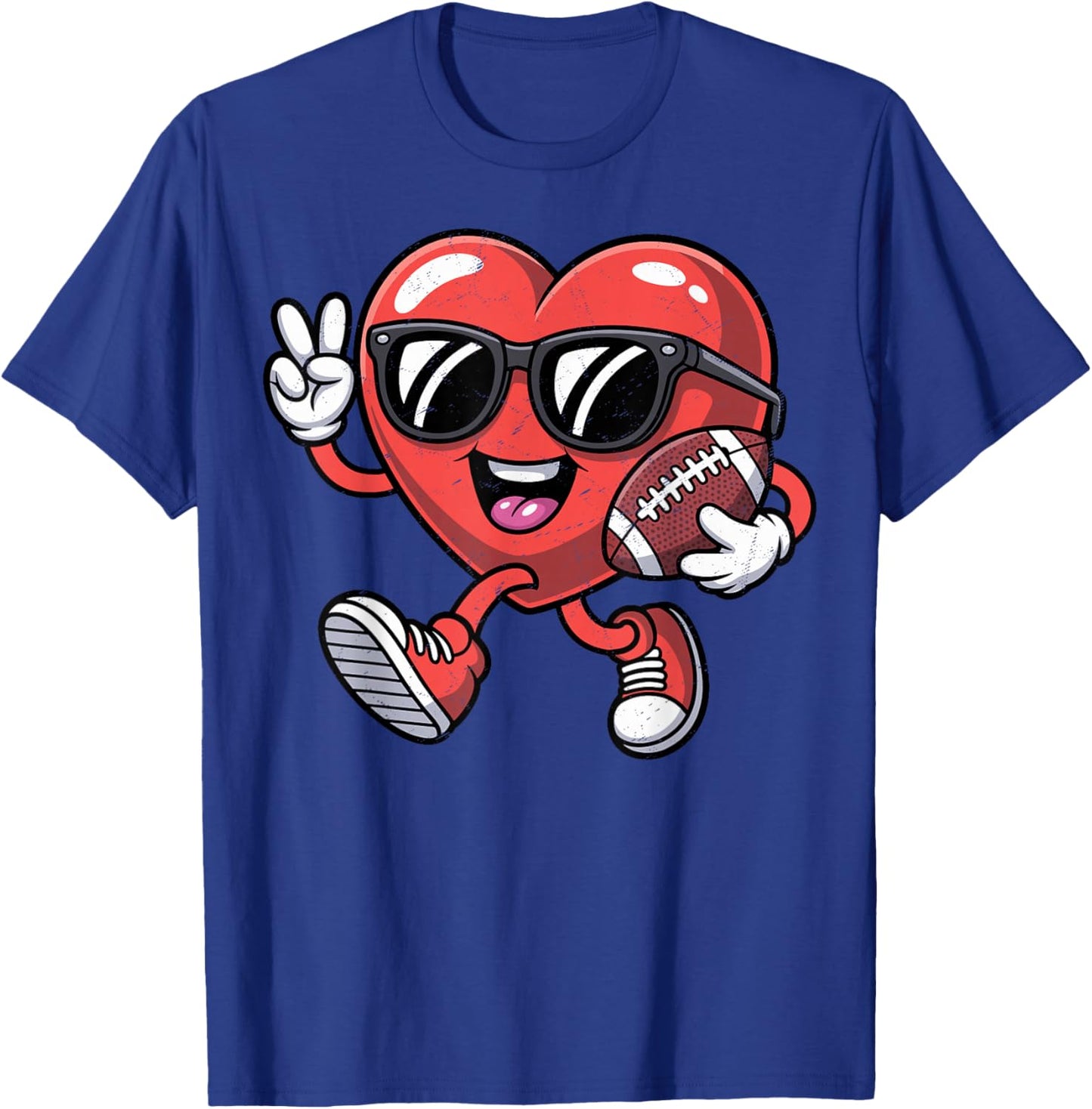 Valentines Day Football Heart Boys Men Kids Sports T-Shirt - T-Shirt | Royal