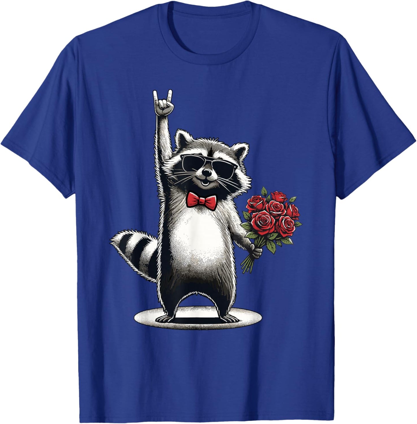 Funny Raccoon Rock On Men Women Kids St. Valentine's Day T-Shirt - T-Shirt | Royal
