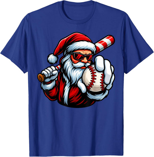 Vintage Graphic Santa Baseball Christmas Xmas Men Boy T-Shirt - T-Shirt | Royal
