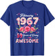 59 Year Old February 1967 Floral 59th Birthday Men Women T-Shirt - T-Shirt | Royal