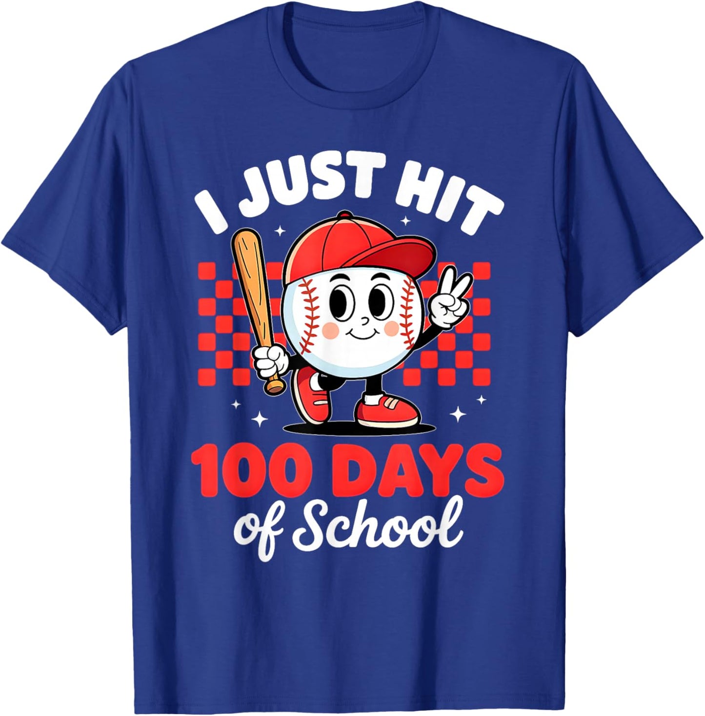 I Just Hit 100 Days of School Baseball 100th Day Boys Kids T-Shirt - T-Shirt | Royal
