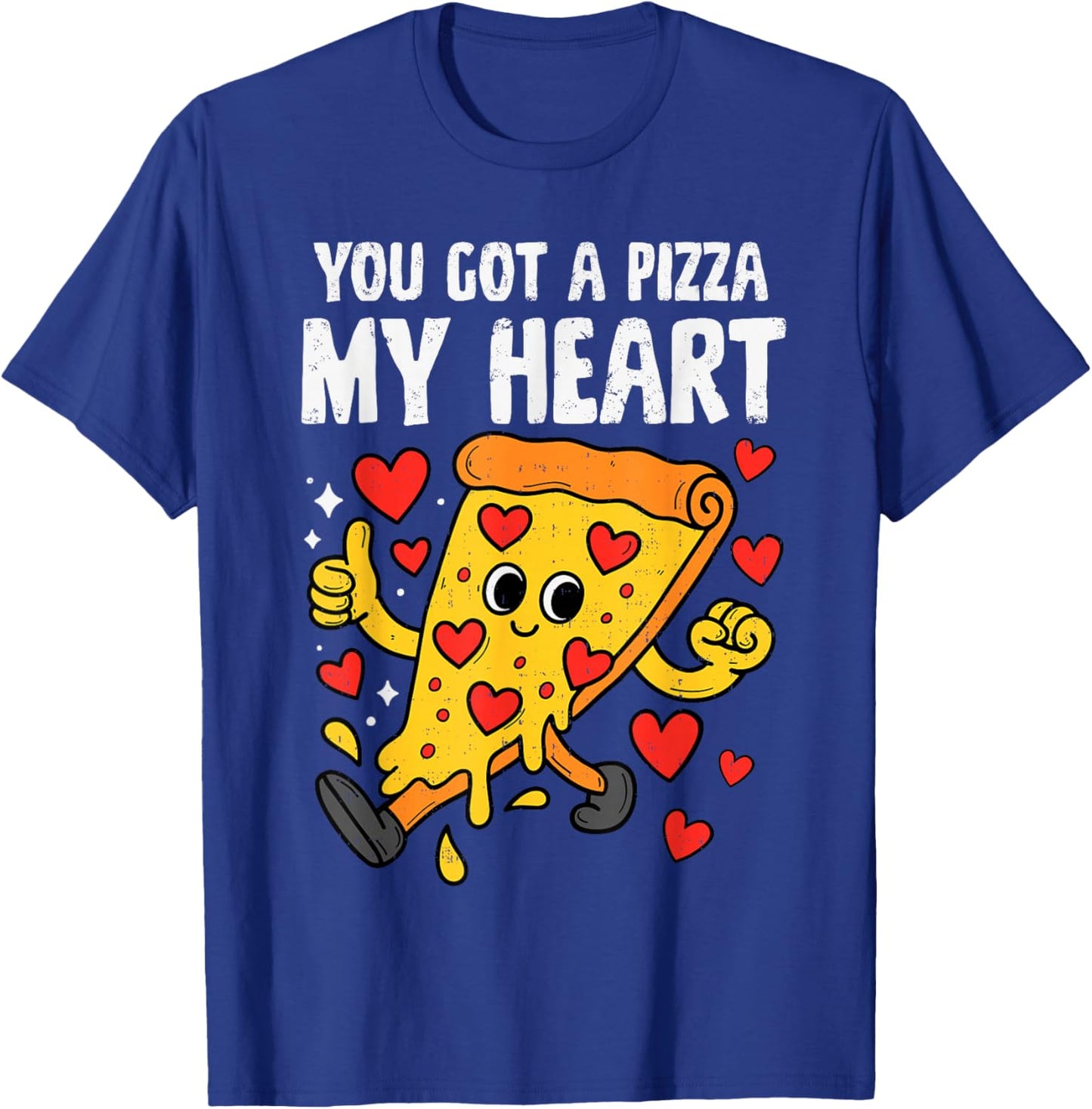 Pizza Heart Funny Valentines Day Men Women Girls Boys Kids T-Shirt - T-Shirt | Royal