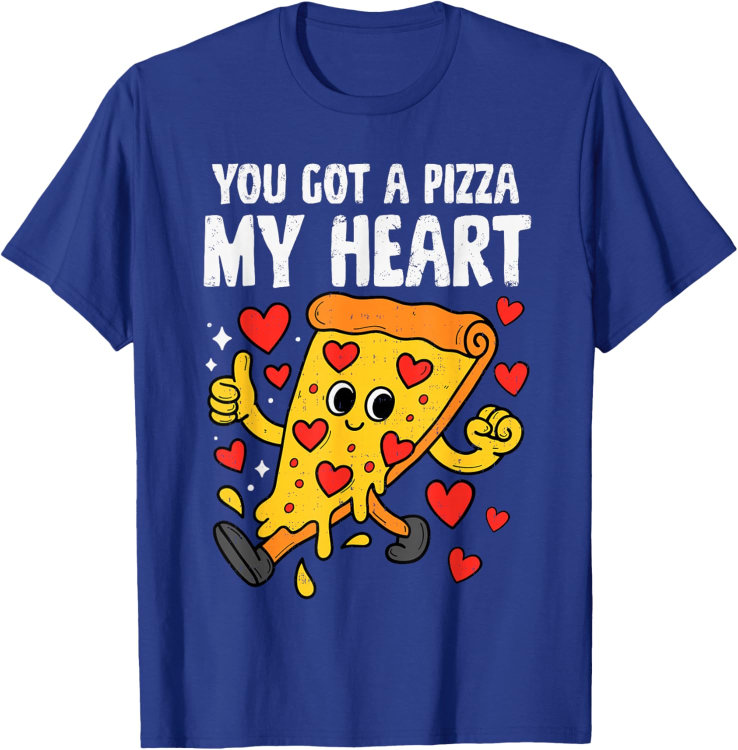 Pizza Heart Funny Valentines Day Men Women Girls Boys Kids T-Shirt - T-Shirt | Royal