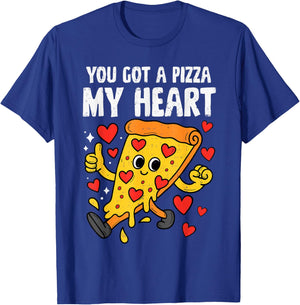 Pizza Heart Funny Valentines Day Men Women Girls Boys Kids T-Shirt - T-Shirt | Royal