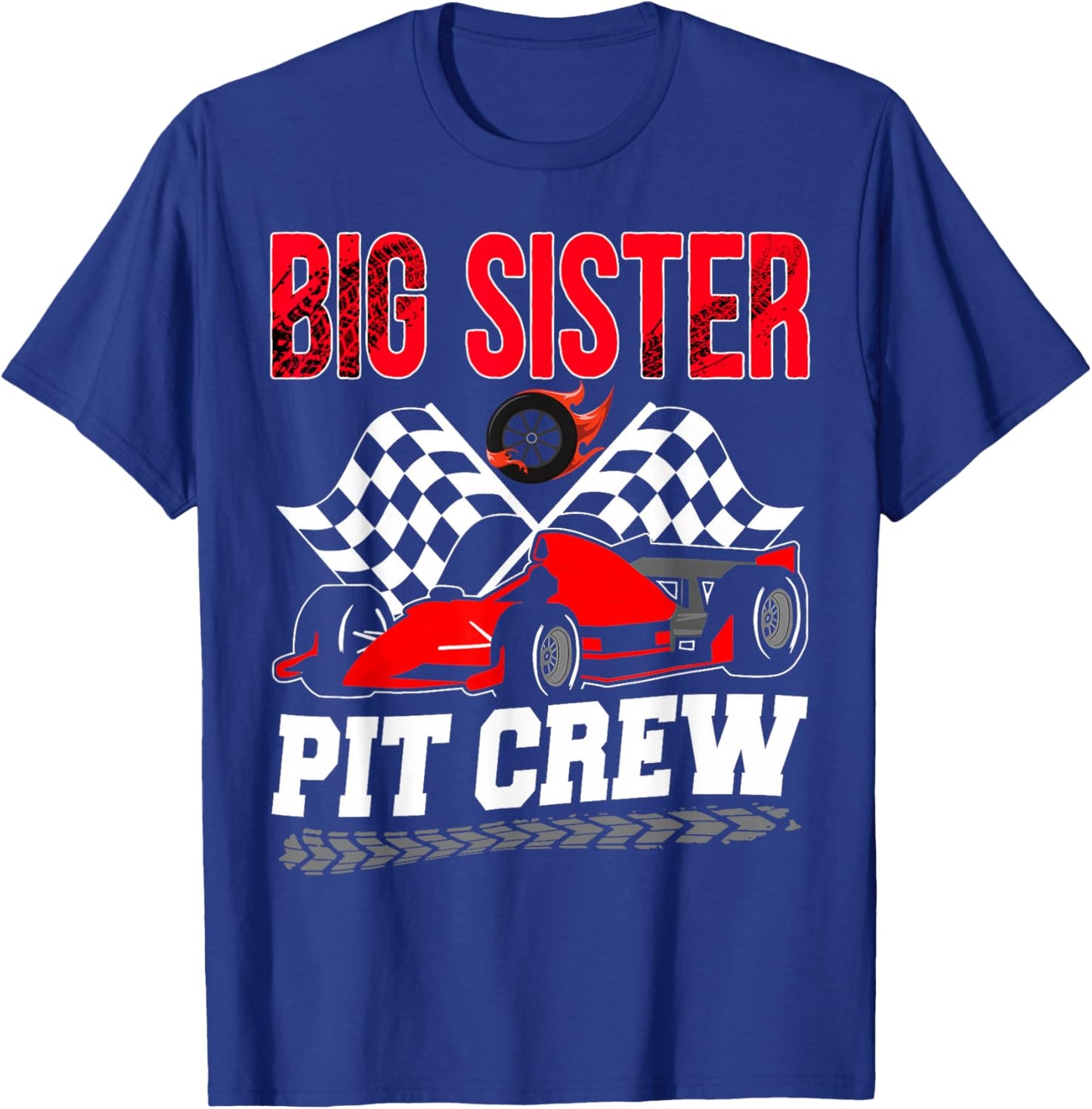 Big Sister Pit Crew Racing Family Race Car Birthday Boy T-Shirt - T-Shirt | Royal