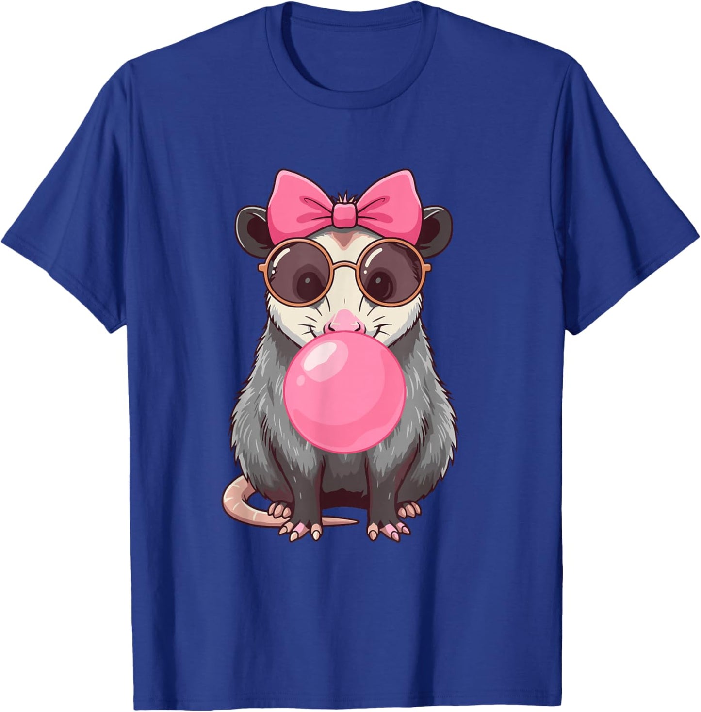 Cool Opossum Bubble Gum Women Girls Boys T-Shirt - T-Shirt | Royal