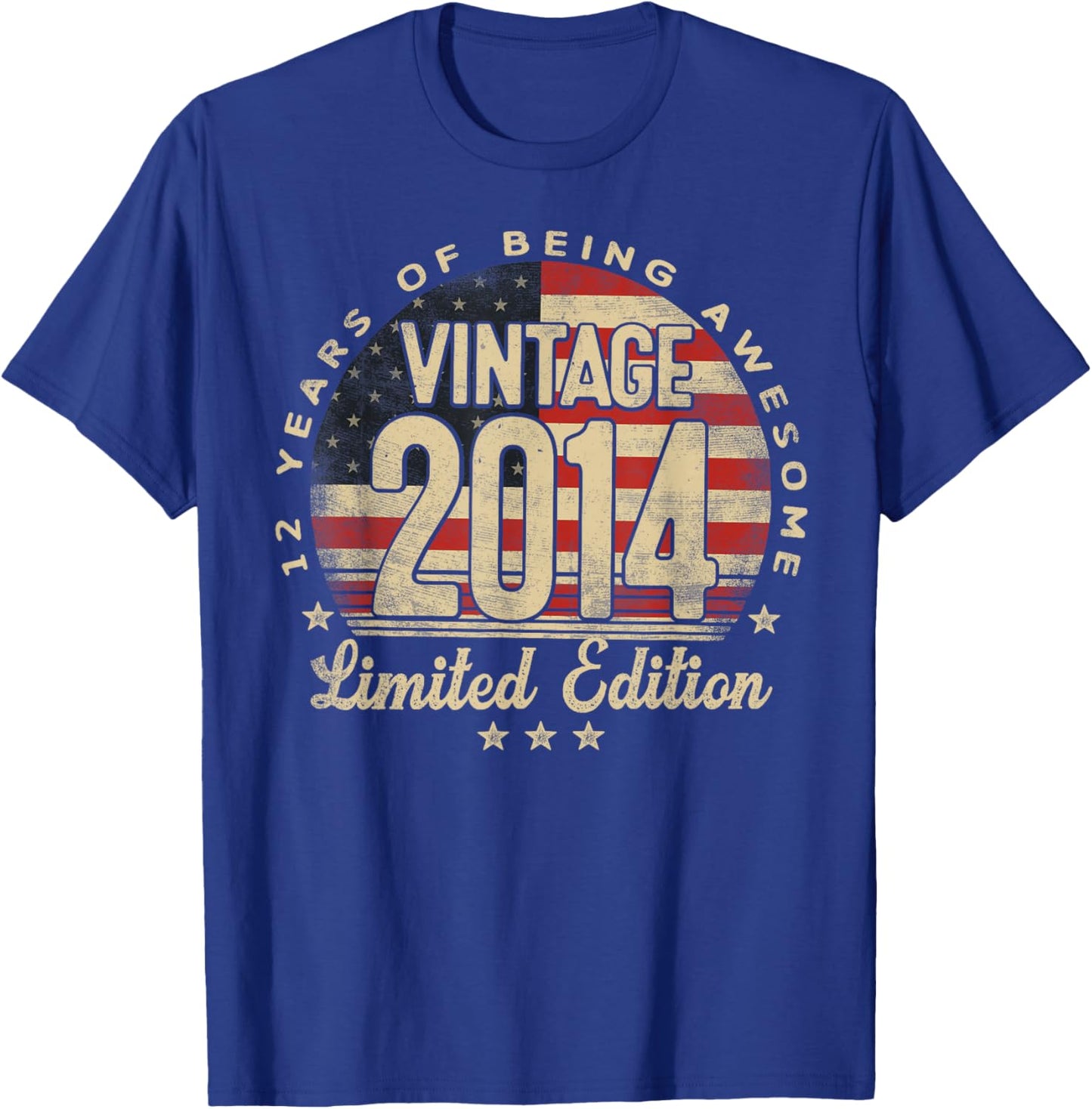 Vintage 2014 Limited Edition USA Flag 12-Year-Old Age 12 T-Shirt - T-Shirt | Royal