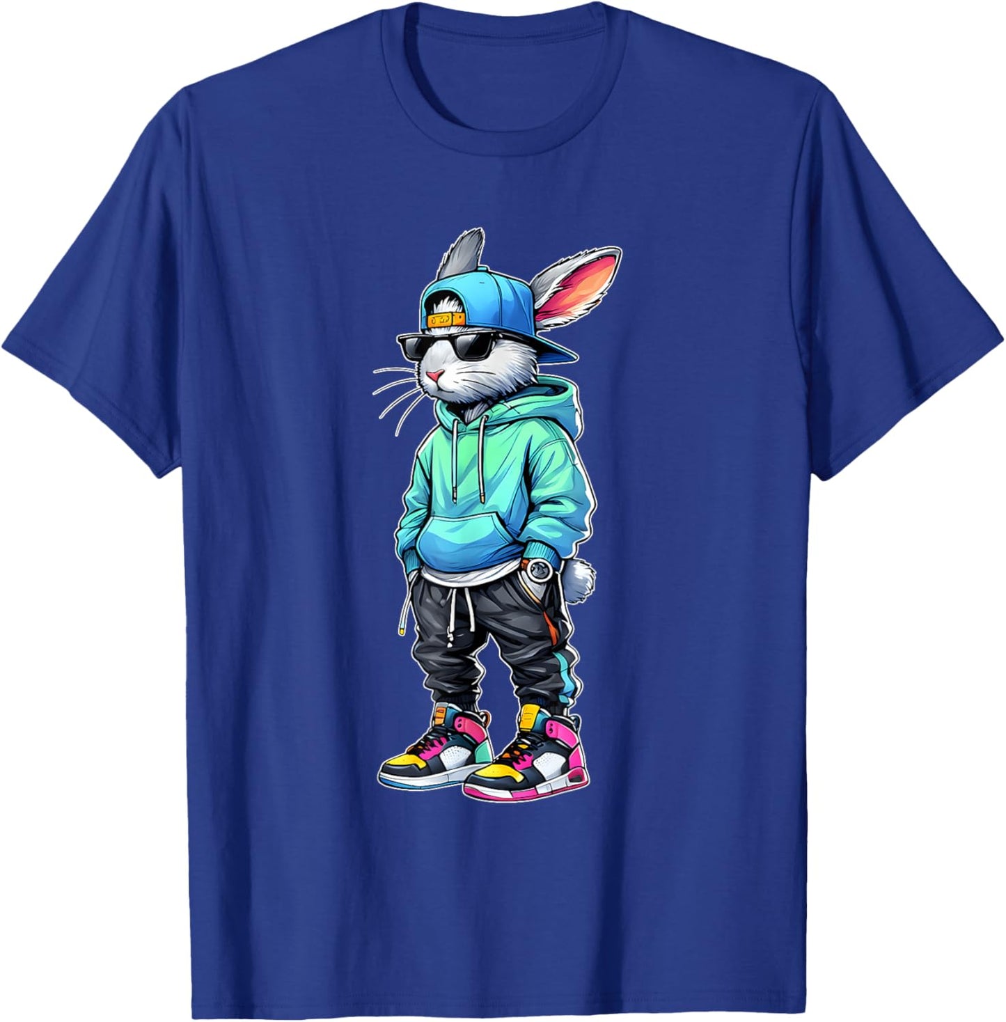 Bunny Face with Sunglasses Easter Day for Boys Men Kids T-Shirt - T-Shirt | Royal