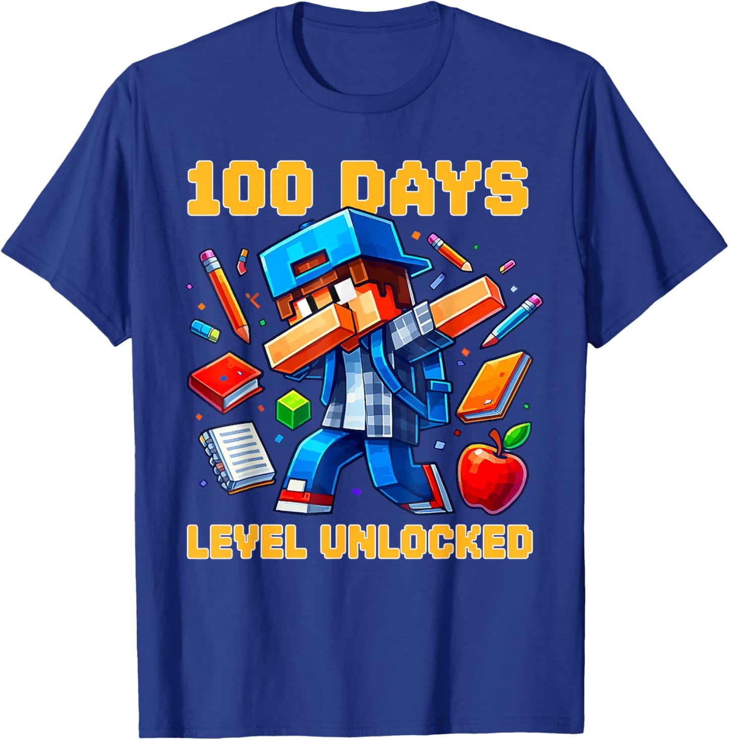 100 Days Level Unlocked Gaming 100 Days of School Boys Gamer T-Shirt - T-Shirt | Royal