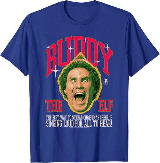 Elf Buddy Collegiate Quote and Portrait Christmas Movie T-Shirt - T-Shirt | Royal