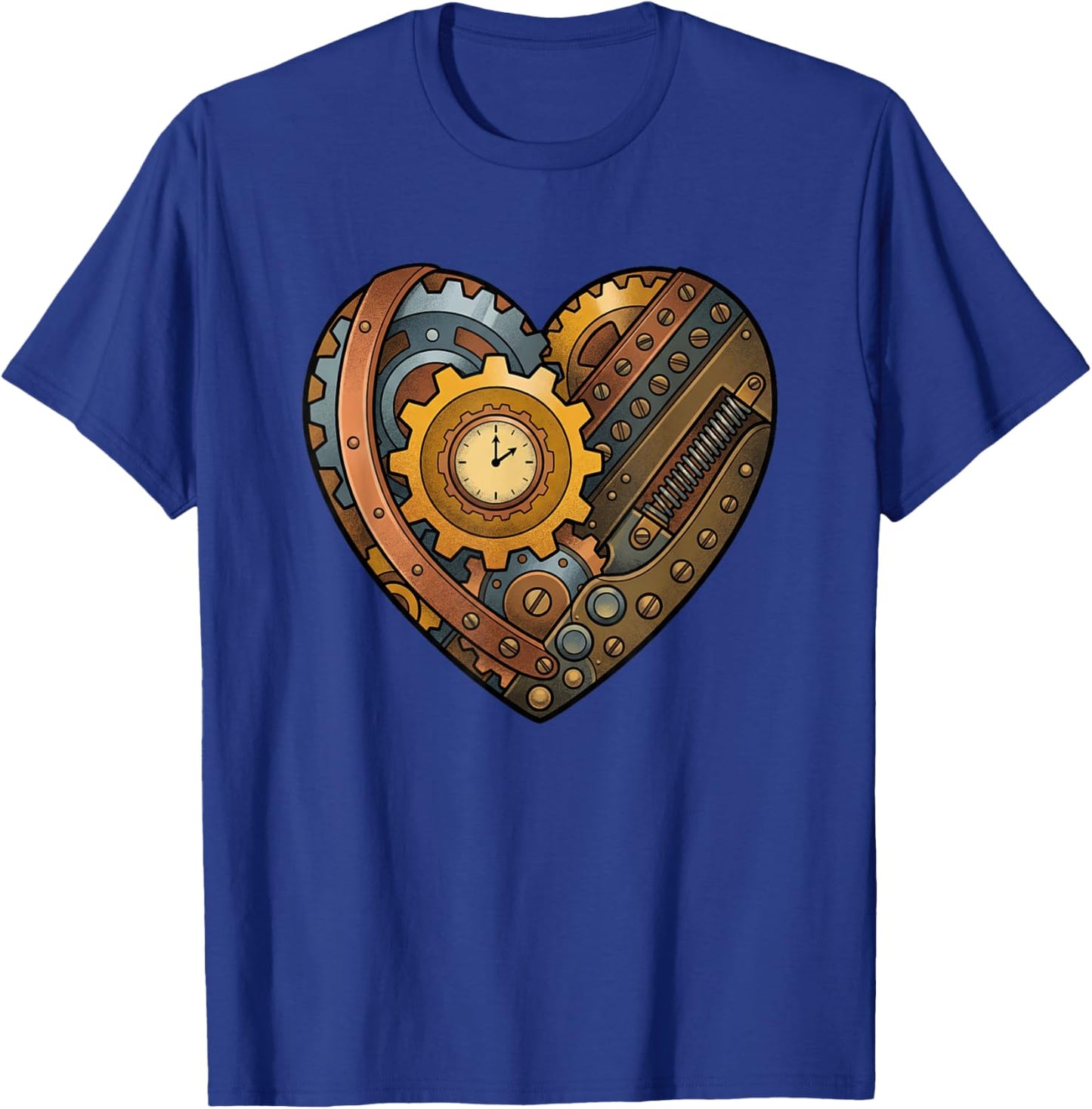 Steampunk Clockwork Heart with Cogs and Time Motif T-Shirt - T-Shirt | Royal
