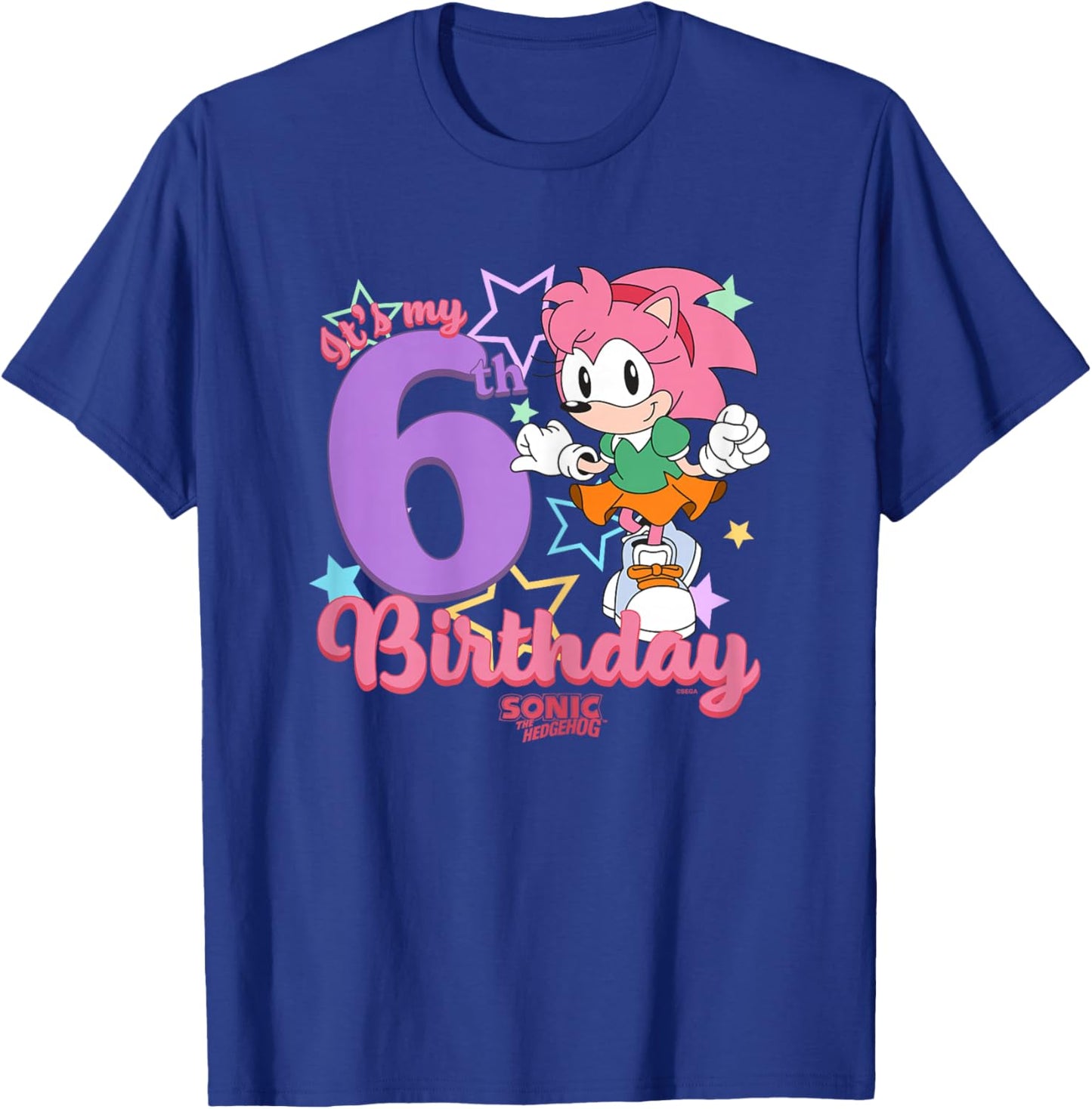 Sonic The Hedgehog It's My 6th Birthday Amy Rose Vintage Art T-Shirt - T-Shirt | Royal