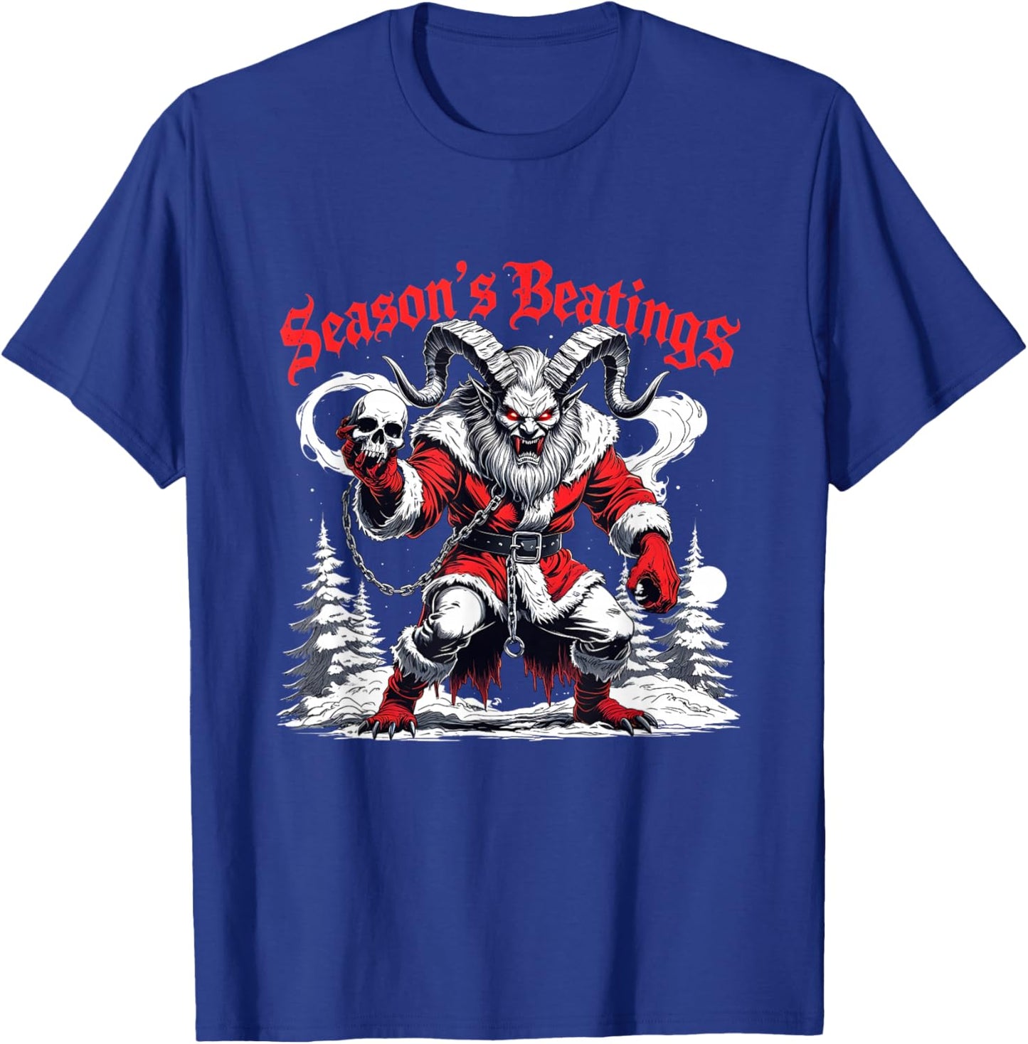 Season’s Beatings Krampus Horror Christmas T-Shirt - T-Shirt | Royal