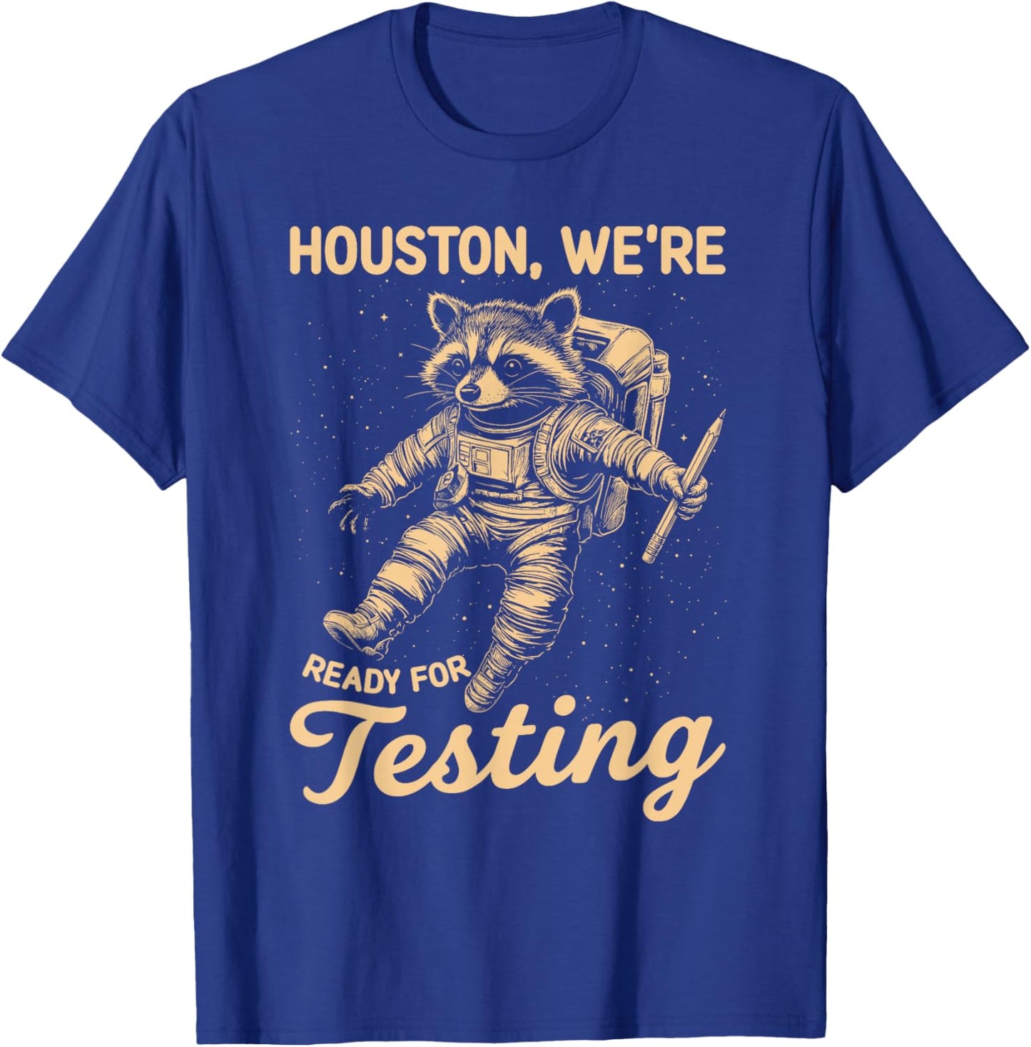 State Testing Teacher Life Funny Racoon Teacher Test Day T-Shirt - T-Shirt | Royal