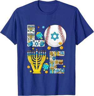 Love Hanukkah Menorah Costume Baseball Lover Player Team T-Shirt - T-Shirt | Royal