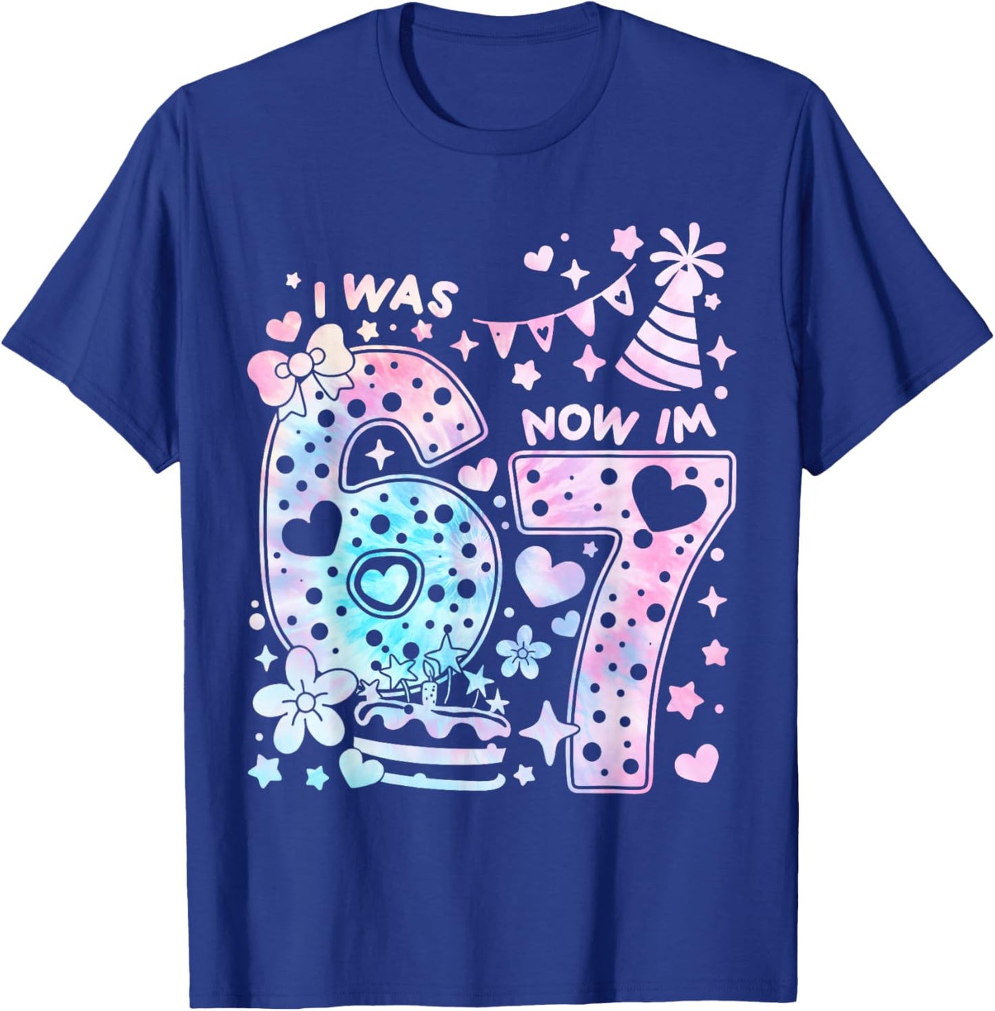 Happy 7th Birthday Girl I was 6 Now I'm 7 Kids 6 7 Birthday T-Shirt - T-Shirt | Royal