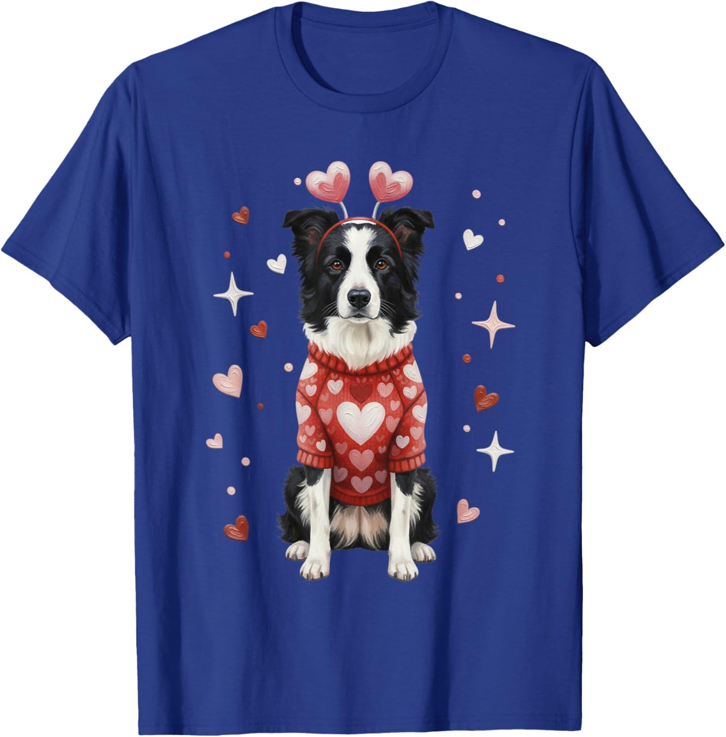 Cute Border Collie Valentine Heart Valentines Day T-Shirt - T-Shirt | Royal