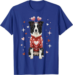 Cute Border Collie Valentine Heart Valentines Day T-Shirt - T-Shirt | Royal