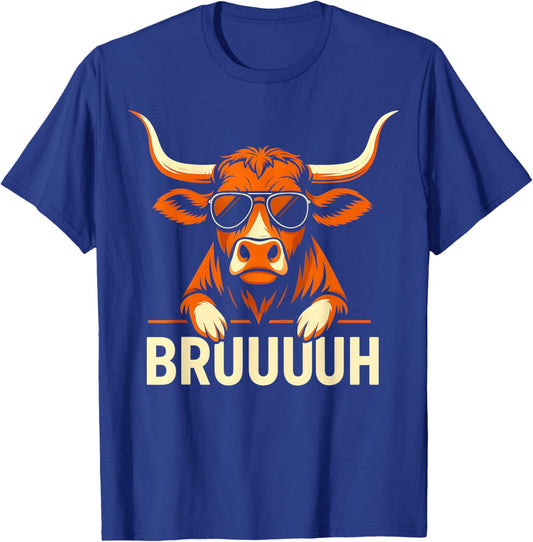 Vintage Retro Bruh Longhorn Meme Gift Women Kid T-Shirt - T-Shirt | Royal