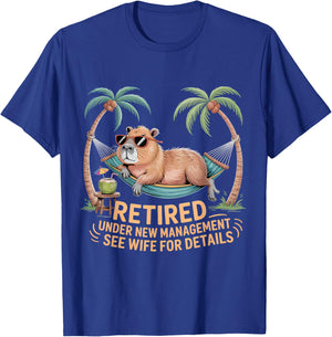 Retired Under New Management See Wife Funny Retirement T-Shirt - T-Shirt | Royal