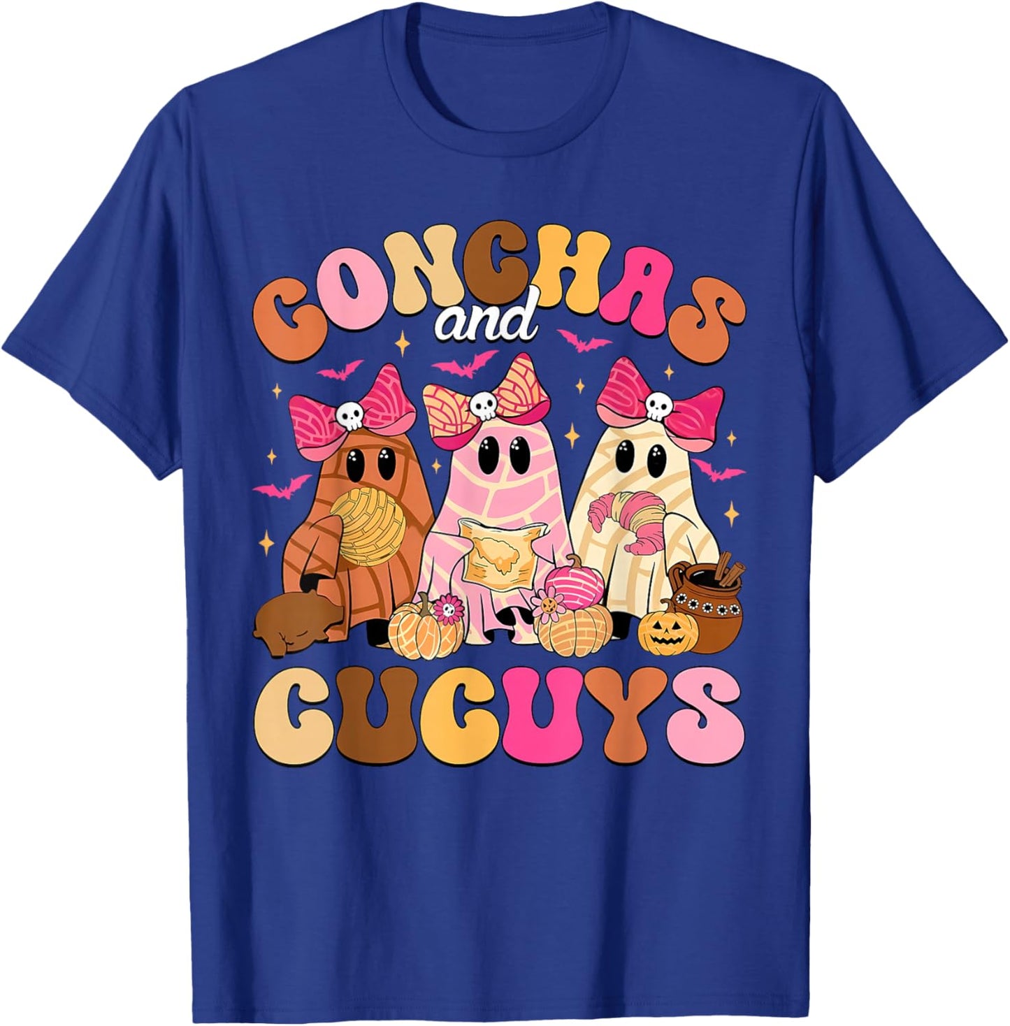 Cute Conchas and Cucuys Ghost Funny Mexican Halloween Ghost T-Shirt - T-Shirt | Royal