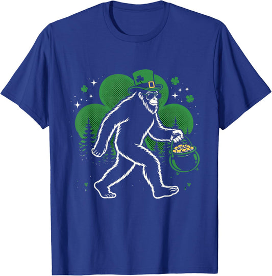 Irish Bigfoot Shamrock Funny Sasquatch Lucky Forest T-Shirt - T-Shirt | Royal
