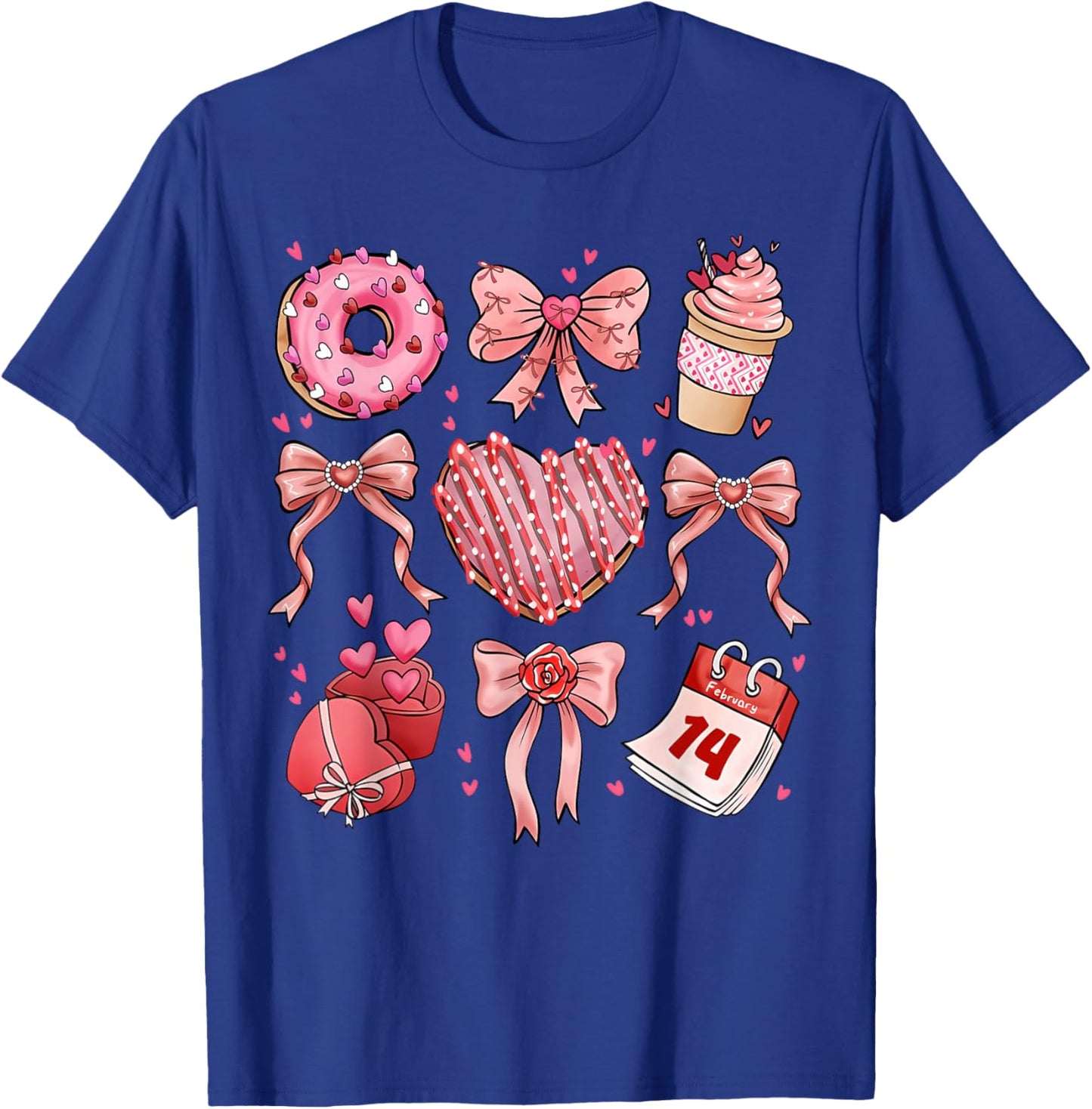 Coquette Bow Leopard Hearts Valentine Women Girl Girly T-Shirt - T-Shirt | Royal