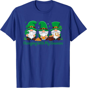 Hanging with My Gnomies Shamrock St Patricks Day Gnomes T-Shirt - T-Shirt | Royal
