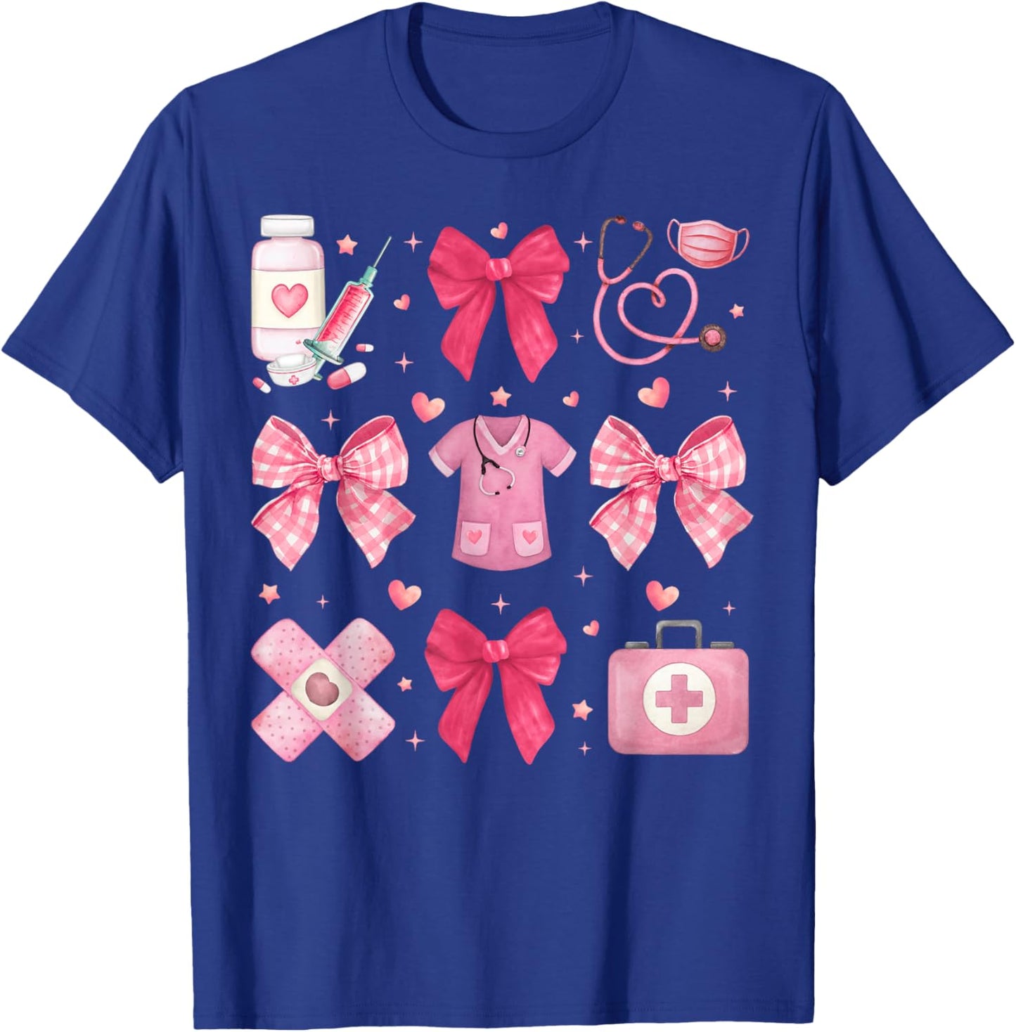 Nurse Valentines Coquette Bow Valentine Nursing RN PCT CNA T-Shirt - T-Shirt | Royal