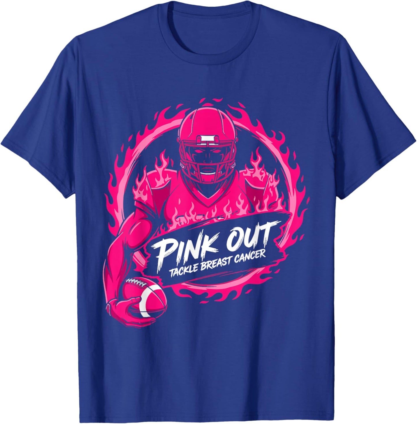 Tackle Football Breast Cancer Awareness Pink Out Boys Kids T-Shirt - T-Shirt | Royal