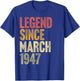79 Year Old Legend Since March 1947 Retro 79th Birthday T-Shirt - T-Shirt | Royal