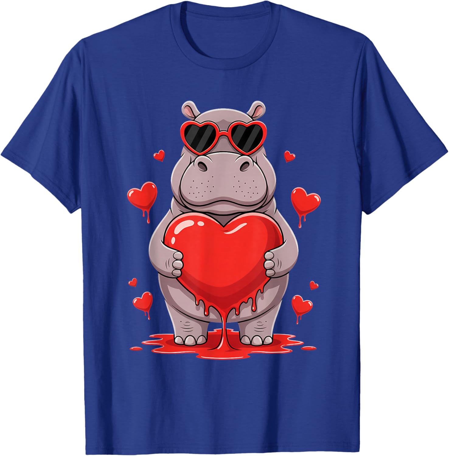 Valentines Day Cute Valentine Hippo Lover T-Shirt - T-Shirt | Royal