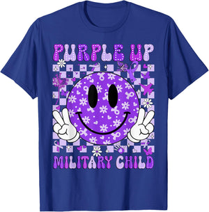 Purple Up Military Child Month Smile Face Women Men Kids T-Shirt - T-Shirt | Royal