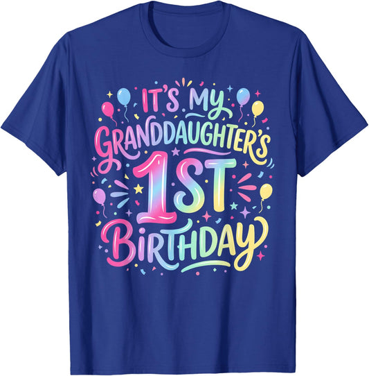 Granddaughter's 1st Birthday 1 One Years Old Granddaughter T-Shirt - T-Shirt | Royal