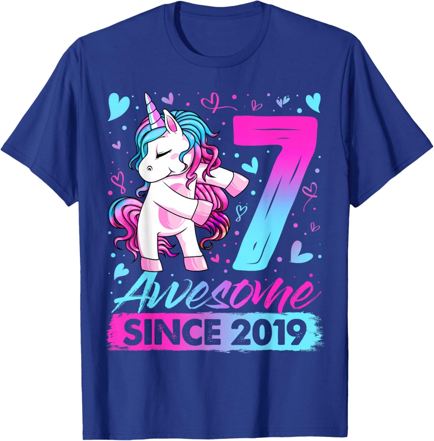 7th Birthday Shirt Girl 7 Year Old Gifts 7 Birthday Girl T-Shirt - T-Shirt | Royal