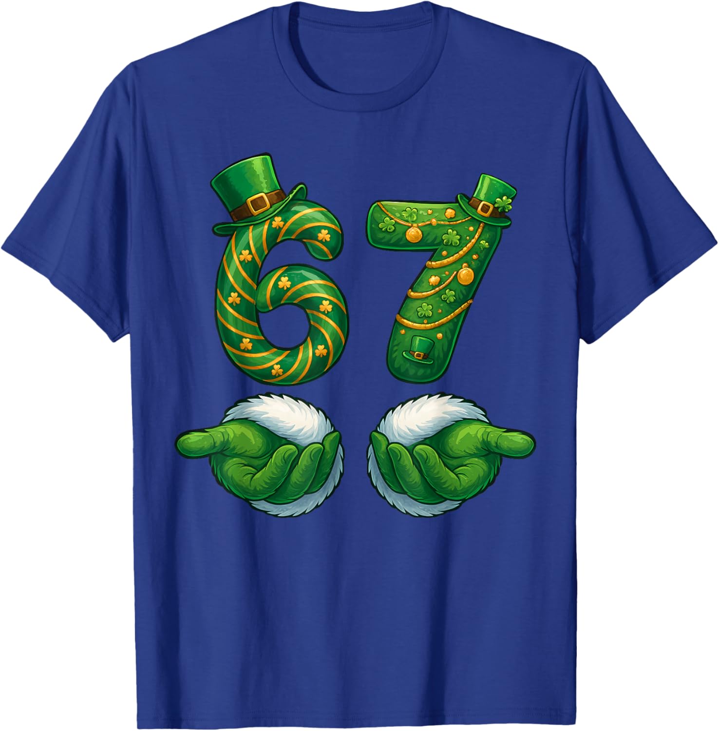 Funny 6 7 St Patricks Day Shirt Six Seven Meme Hands T-Shirt - T-Shirt | Royal