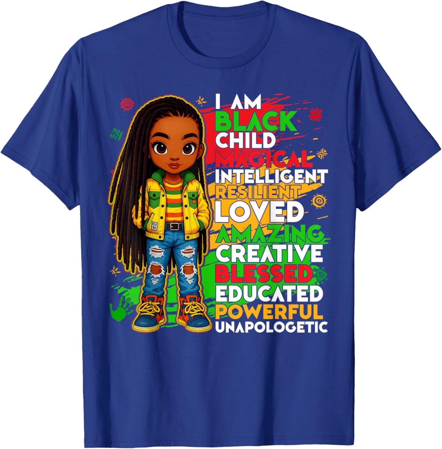 Black History I Am Black Child African American Kids Girls T-Shirt - T-Shirt | Royal