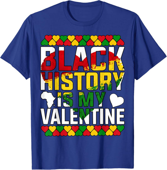 Black History Month is My Valentine Heart Afro Women Men red T-Shirt - T-Shirt | Royal