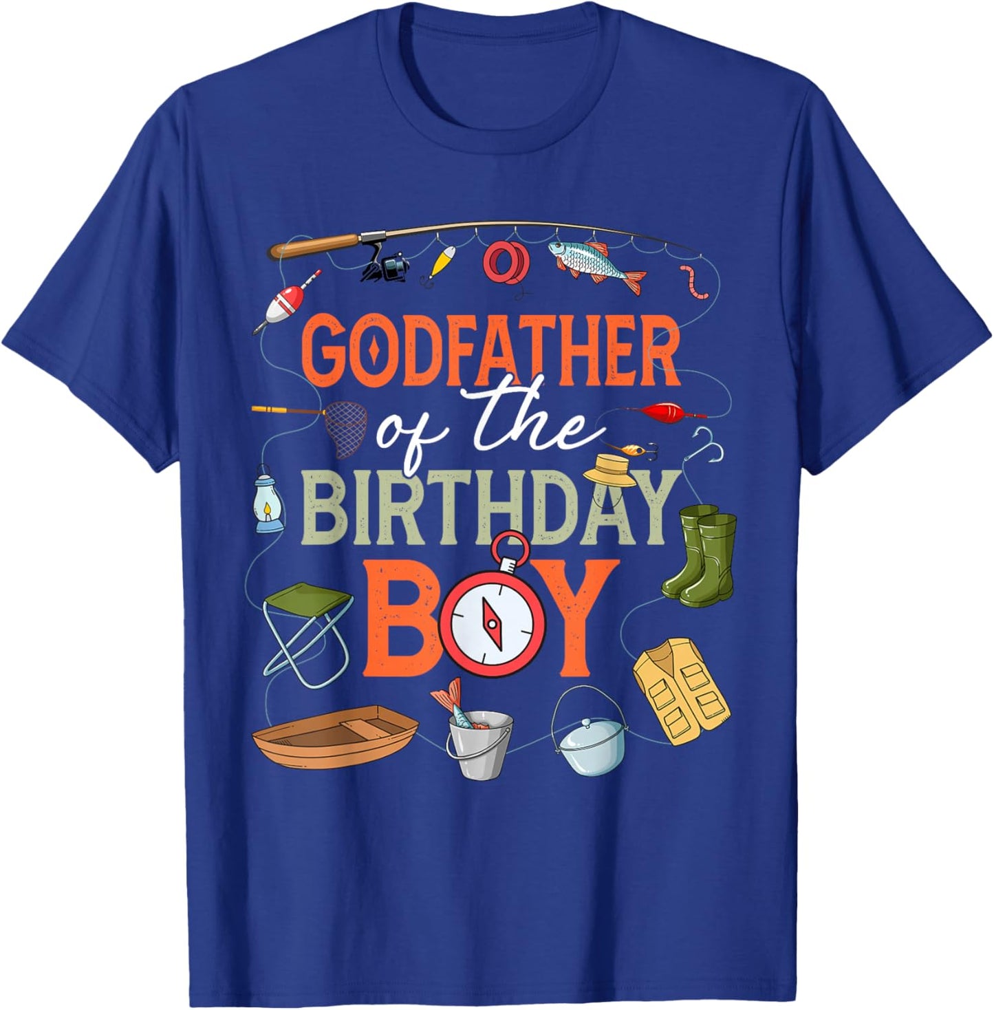 Godfather of The Birthday Boy Fishing First Birthday Party T-Shirt - T-Shirt | Royal