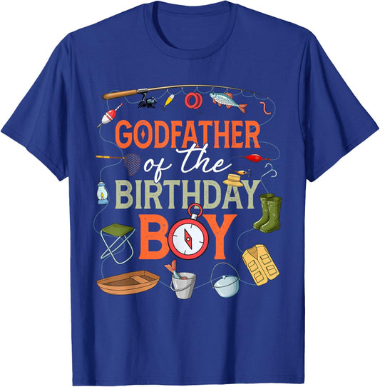 Godfather of The Birthday Boy Fishing First Birthday Party T-Shirt - T-Shirt | Royal