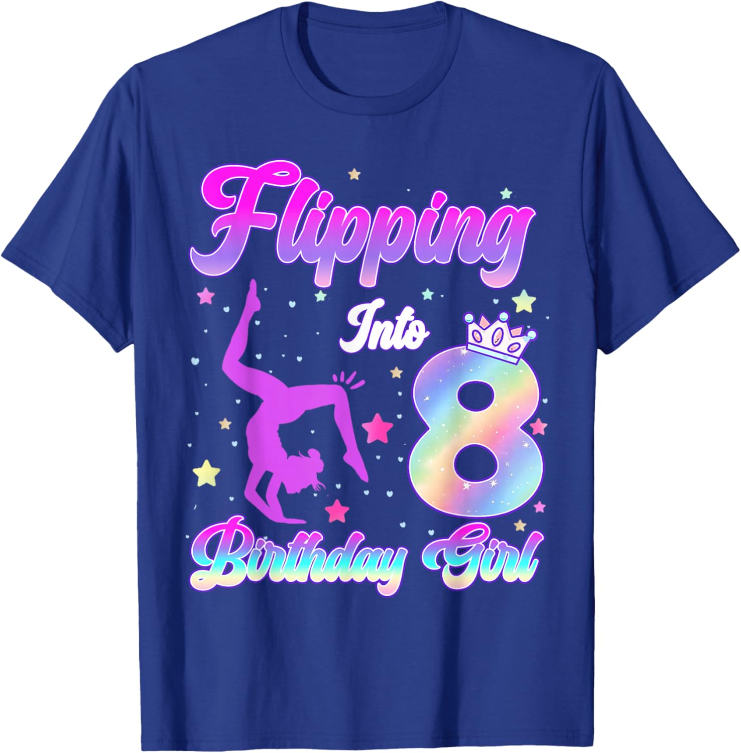 Kids 8th Birthday Girl Gymnastics 8 Year Old Gymnast Girl T-Shirt - T-Shirt | Royal