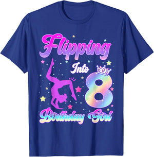 Kids 8th Birthday Girl Gymnastics 8 Year Old Gymnast Girl T-Shirt - T-Shirt | Royal