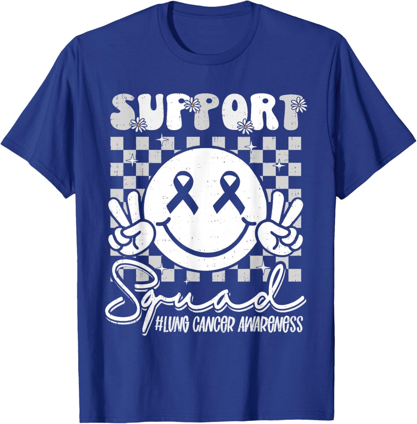 Support Lung Cancer Awareness Smile White Ribbon Girls Kids T-Shirt - T-Shirt | Royal