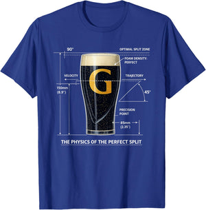Physics of Perfect Split The G St Patricks Day Irish Drinks T-Shirt - T-Shirt | Royal